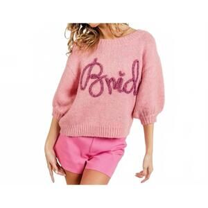 NEW BIBI bride crochet sweater in pink